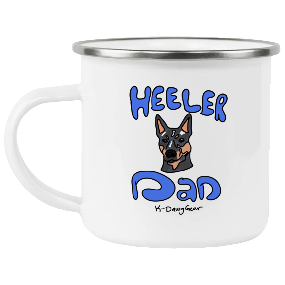 Blue Heeler Dog Dad Enamel Camping Mug