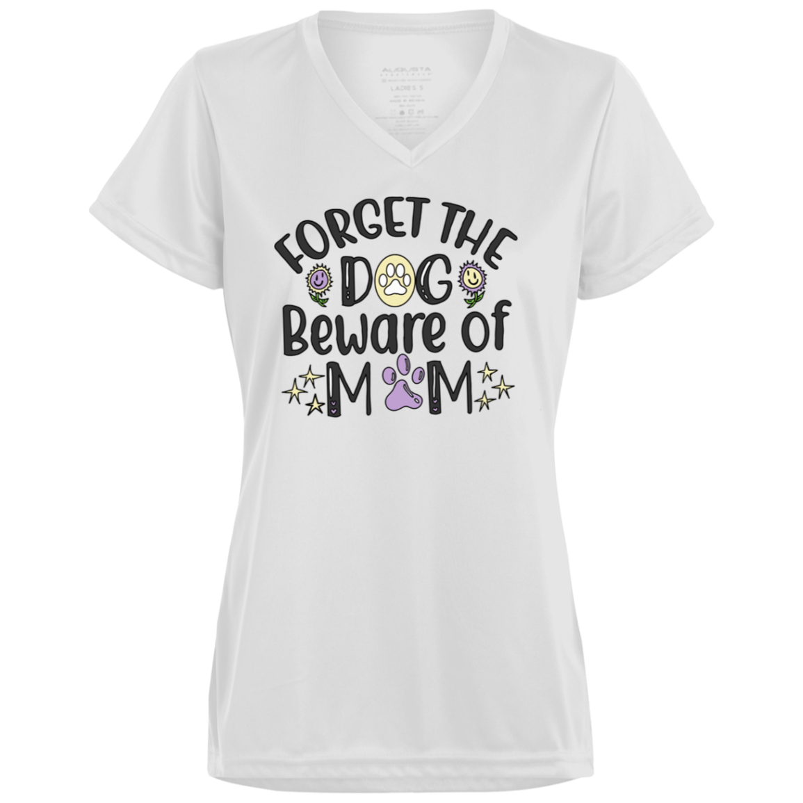 Beware of Dog Mom - Ladies’ Moisture-Wicking V-Neck Tee