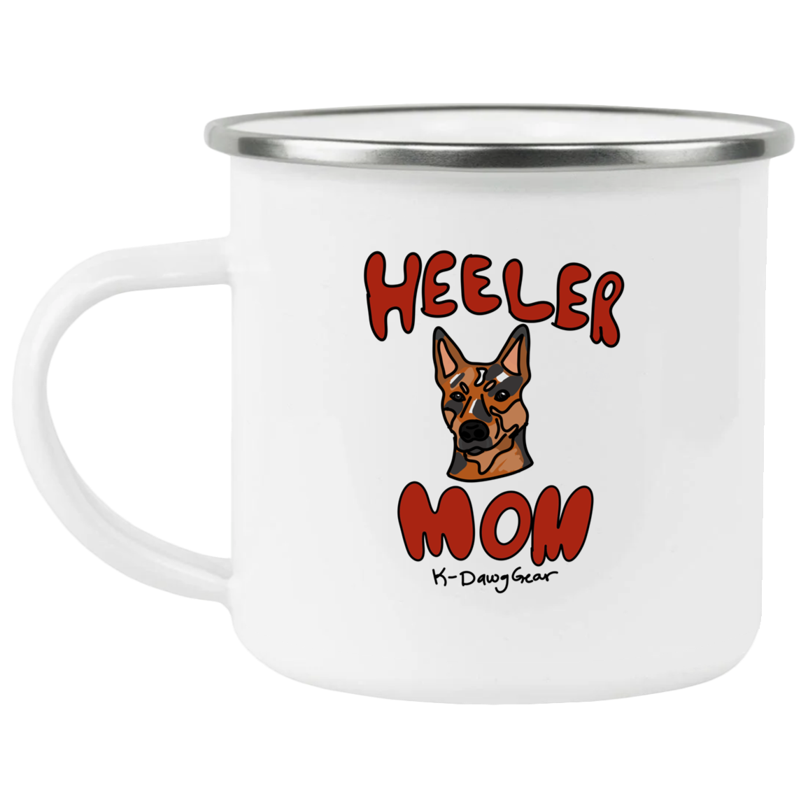 Red Heeler Mom Enamel Camping Mug