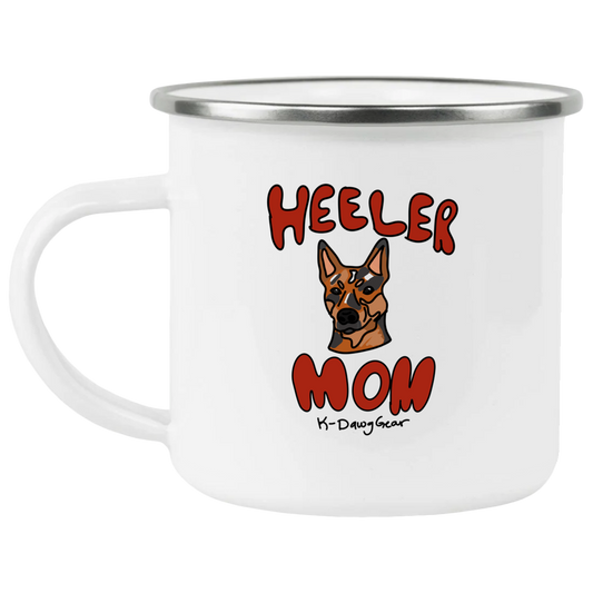 Red Heeler Mom Enamel Camping Mug