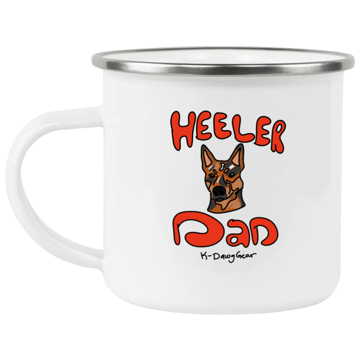 Red Heeler Dad Enamel Camping Mug